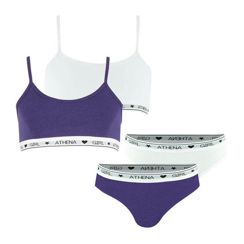 Lot de 3 Ensemble Brassière Fille de 10 à 16 Ans, Fille Brassiere  Soutien-Gorge Sport + Culotte, sous-vêtements sans Couture à Larges  Bretelles, Brassières Soutiens-Gorge de Sport en Coton Fille : 