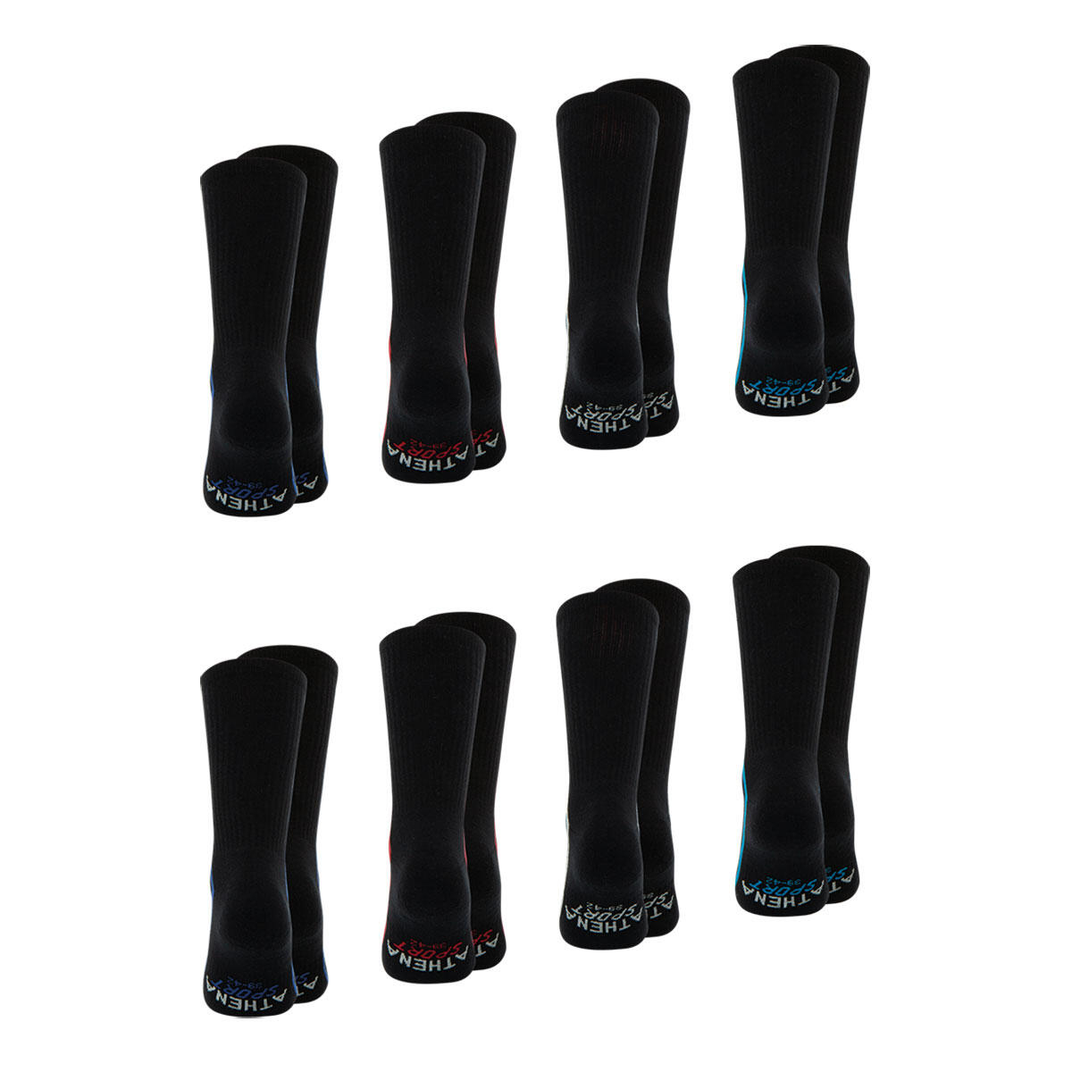 Lot de 8 paires de chaussettes de sport mi-hautes 3/4