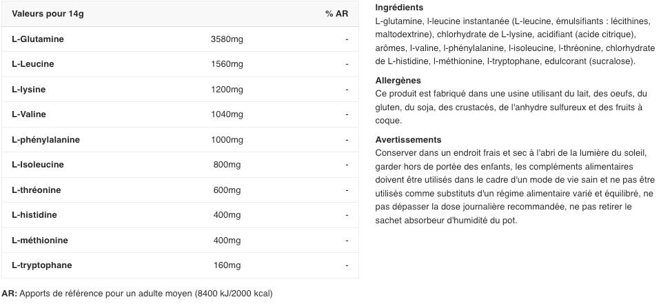 Acides aminés essentiels - EAA Zero - Citron 350g 2/6