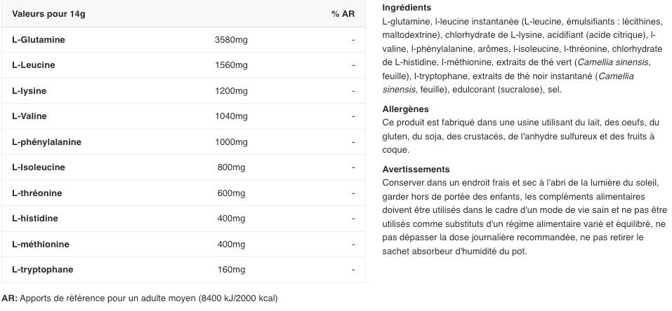 Acides aminés essentiels - EAA Zero - Thé Glacé au Citron 350g 2/6
