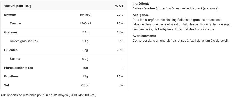 Farine d'avoine - Instant Oats - Noisette 1000g 2/5