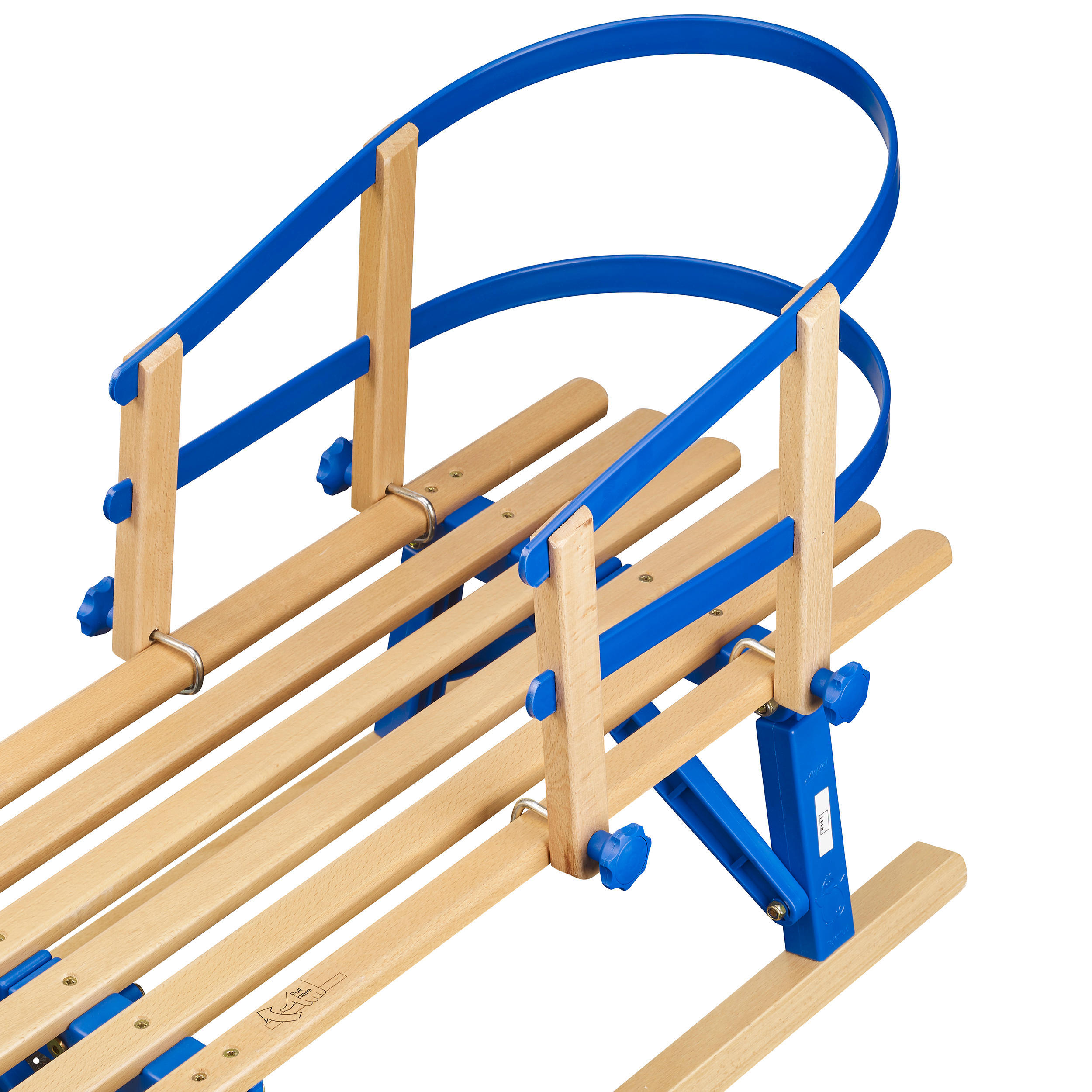 Tweedehands - Kinderzitje voor houten slee blauw - UITSTEKEND 2/4