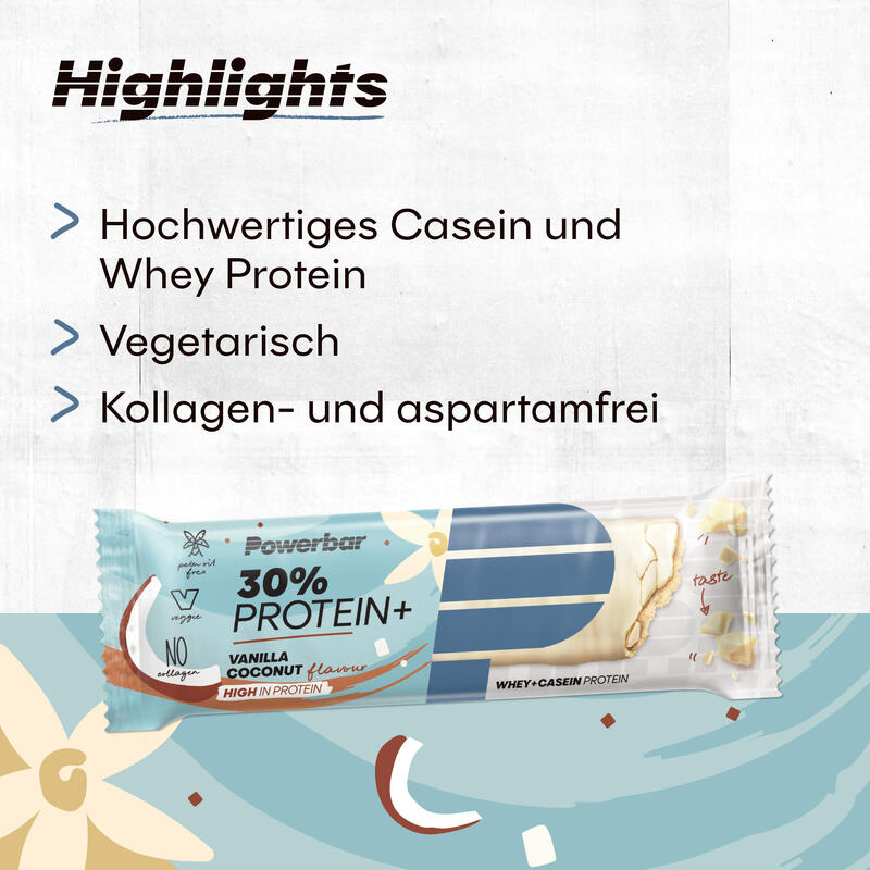 Proteinriegel 30% Protein Plus Vanille-Kokos 15 x 55g