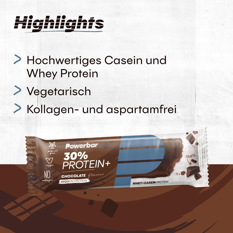 Powerbar 30% Protein Plus Chocolate 15x55g - High Protein Riegel