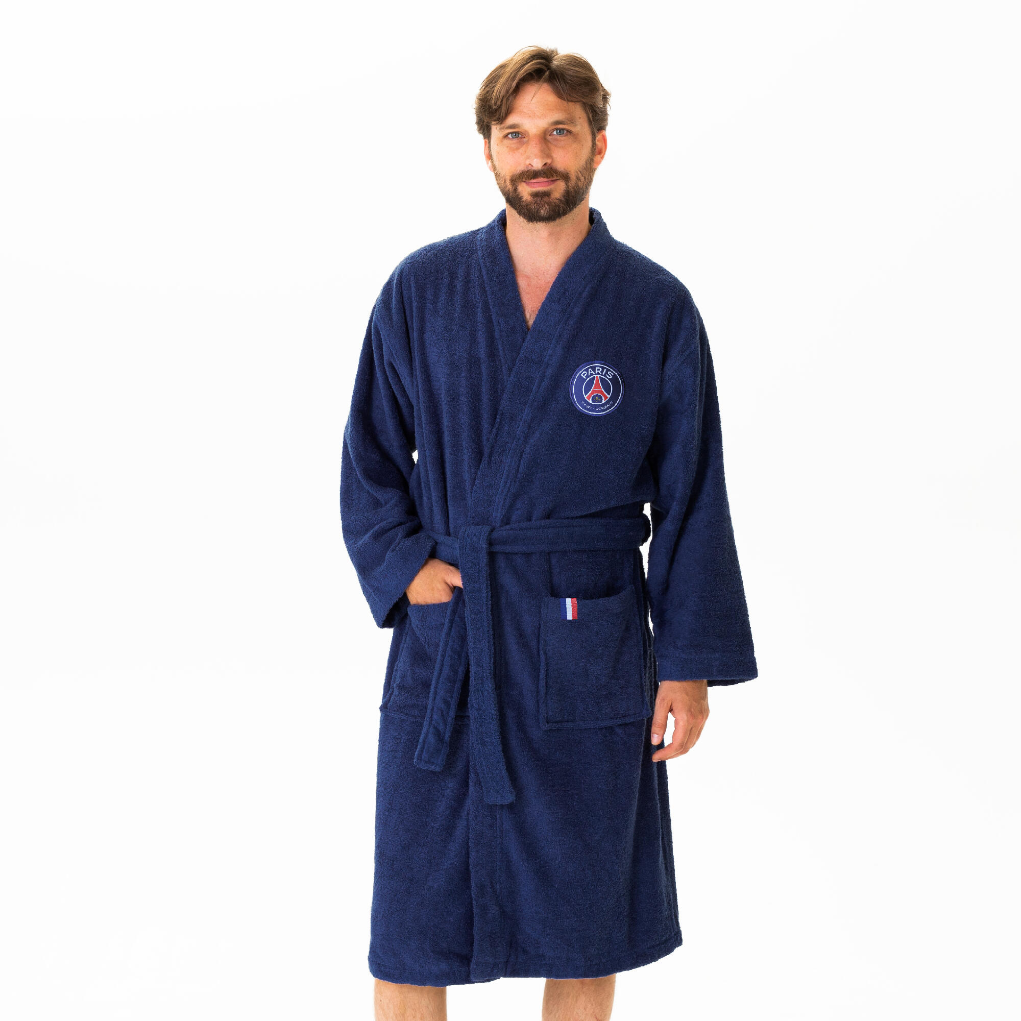 Peignoir de bain adulte 100% coton football Paris - Ruban 1/7