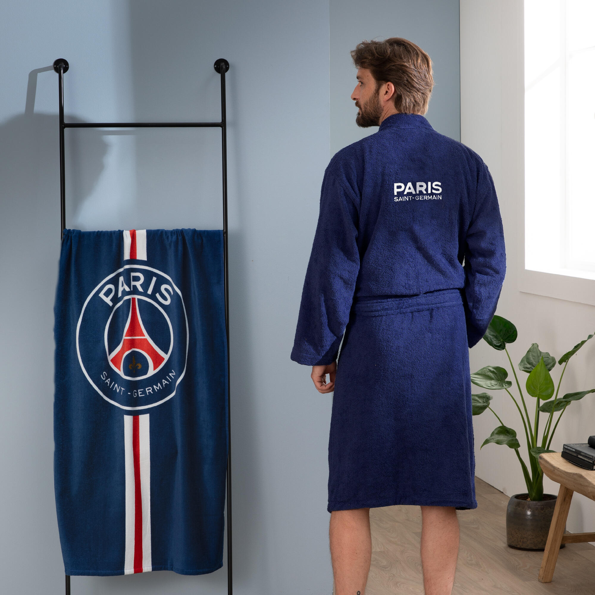 Peignoir de bain adulte 100% coton football Paris - Ruban 4/7