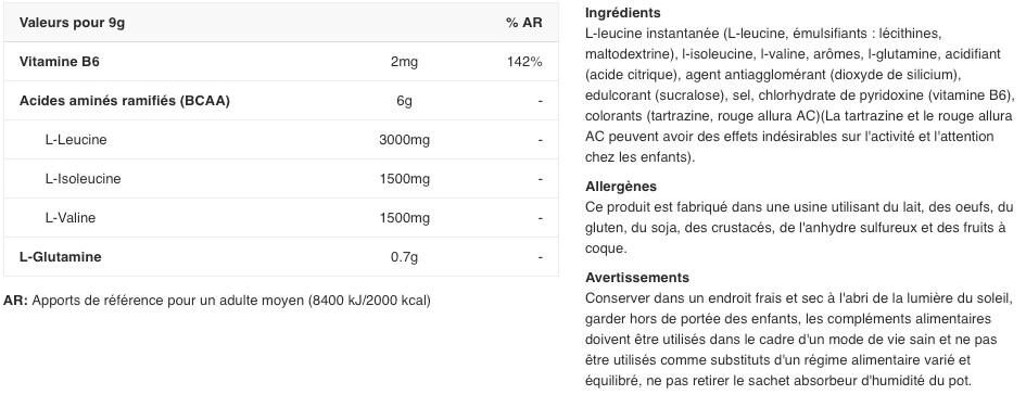 BCAA en poudre - BCAA Zero - Ananas Mangue 360g 2/3