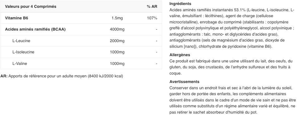 BCAA+B6 - 100 Tabletas Biotech USA 2/5