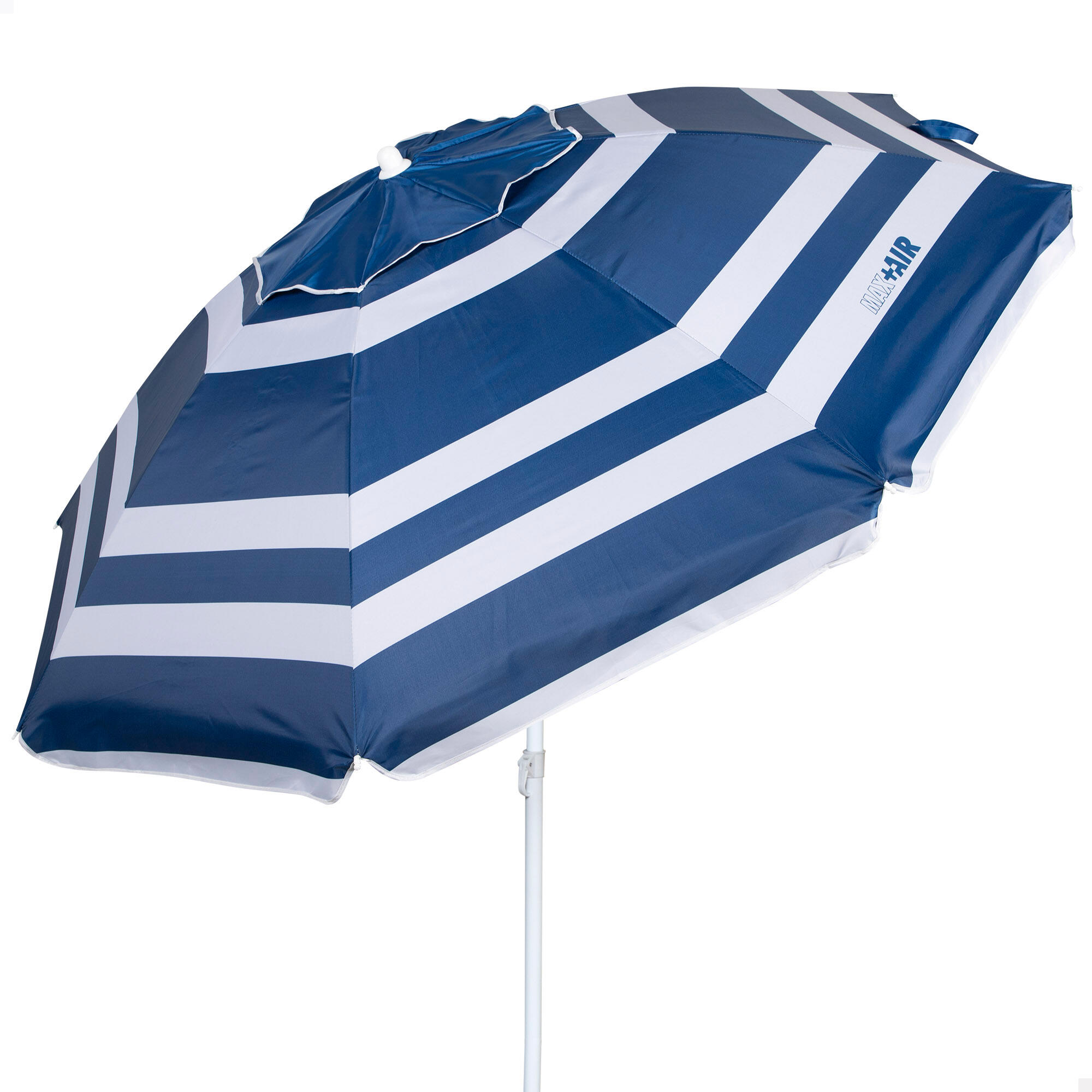 Aktive - Parapluie De Plage Coupe-vent Ø200 Cm Avec Mât Inclinable Et Uv50 Aktive - Parasol - Blanc|bleu - Taille Unique - Decathlon