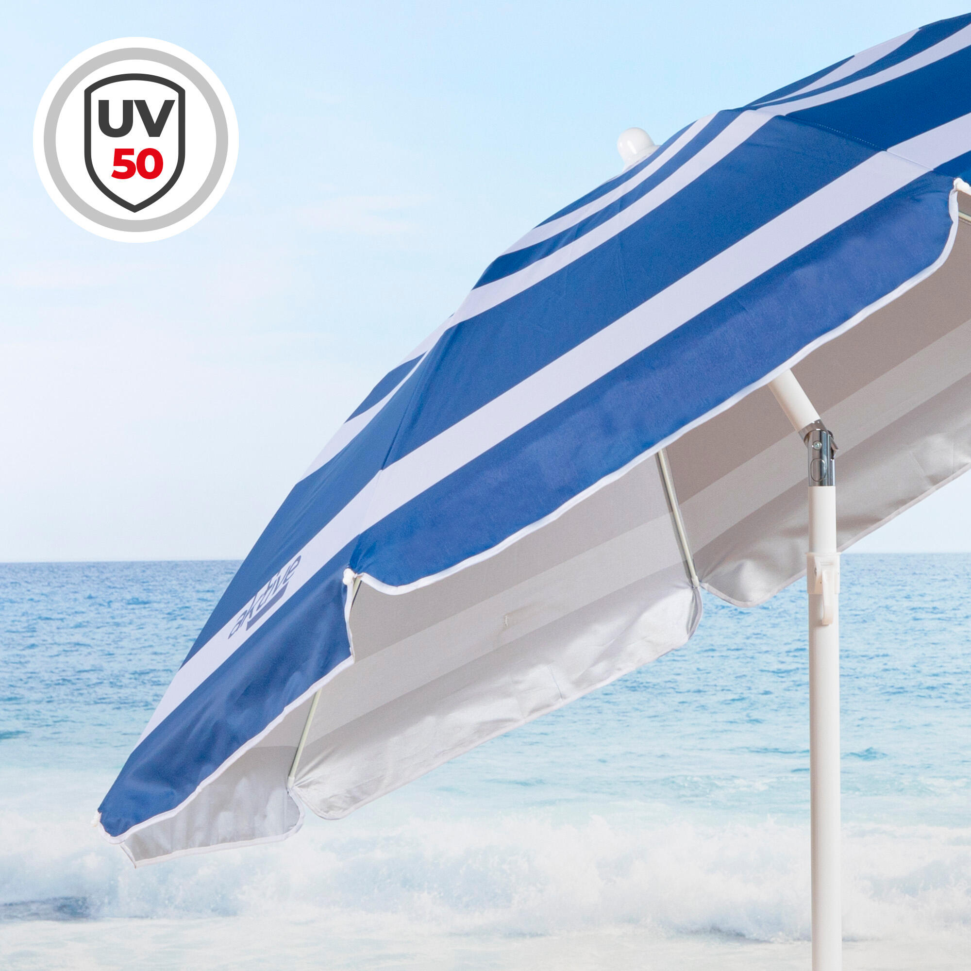 Sombrilla playa Ø180 cm c/mástil inclinable y protección UV50 Aktive 2/6