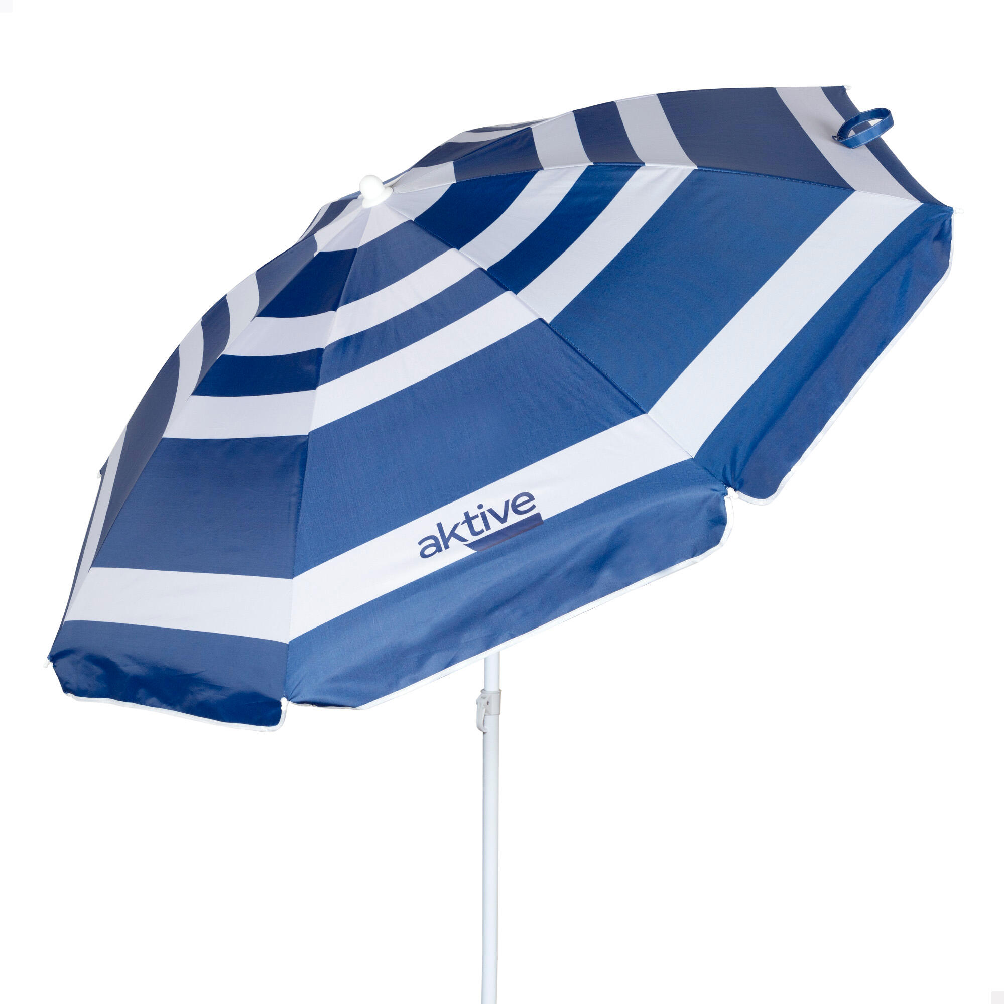 Aktive - Parapluie De Plage Ø180 Cm Avec Mât Inclinable Et Protection Uv50 Aktive - Parasol - Blanc|bleu - Taille Unique - Decathlon