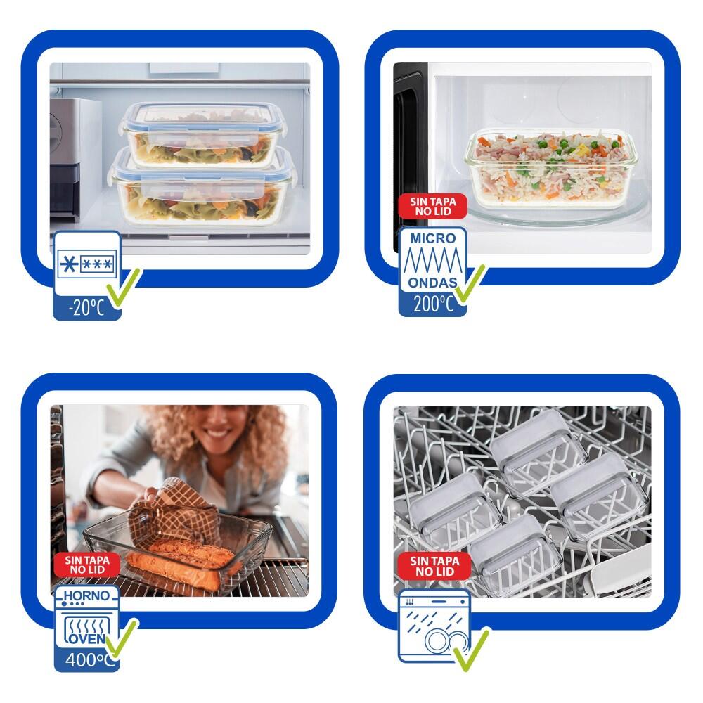 Pacote de 3 recipientes de vidro herméticos 330/800/1500 ml Max Home 4/6
