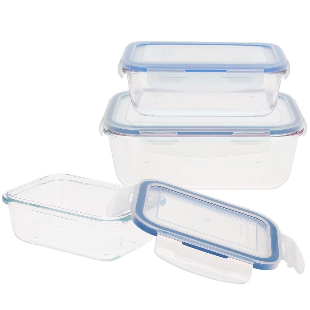 Aktive - Pack 3 Récipients En Verre Hermétiques 330/800/1500 Ml Max Home - Caisse De Rangement - Taille Unique - Decathlon