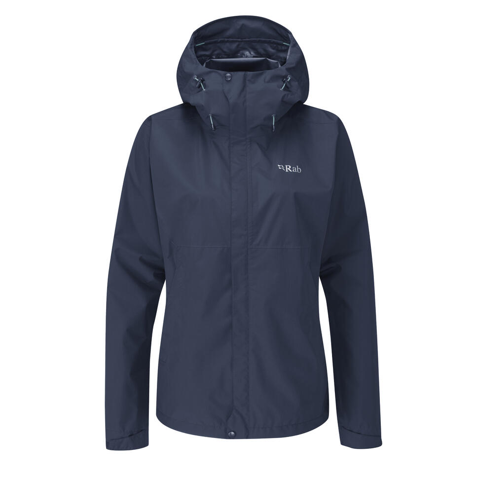 Kurtka przeciwdeszczowa damska Rab Downpour Eco Jacket z kapturem