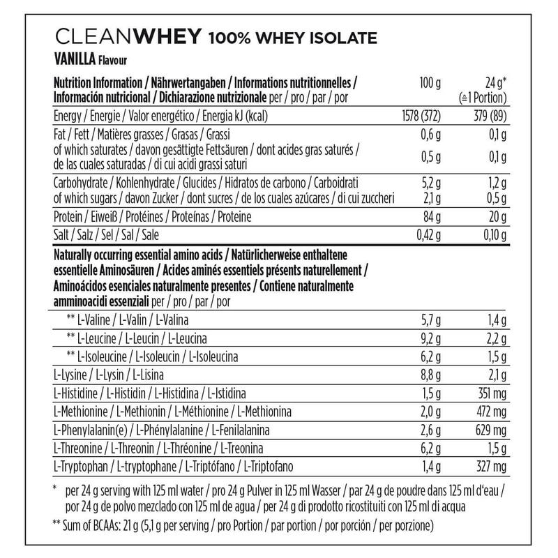 Powerbar Clean Whey 100% Isolate Vanilla 570g - High Protein Pulver+Whey Isolate