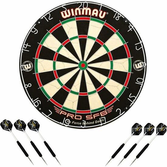 Winmau Dartboard Original Blade 6 + 2 Steeldart Sets Broadside Brass