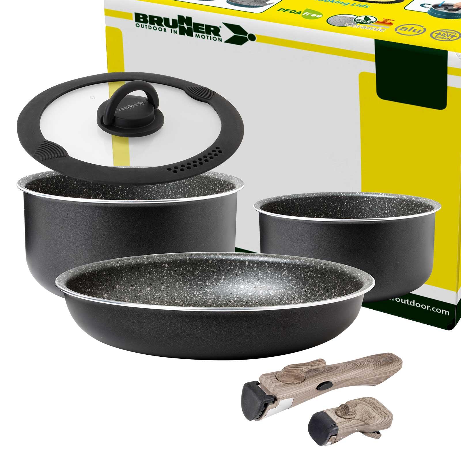 BRUNNER Camping Kochgeschirr Topfset | Alu | PIRATE Spacemaster, ø26cm 5+2teilig