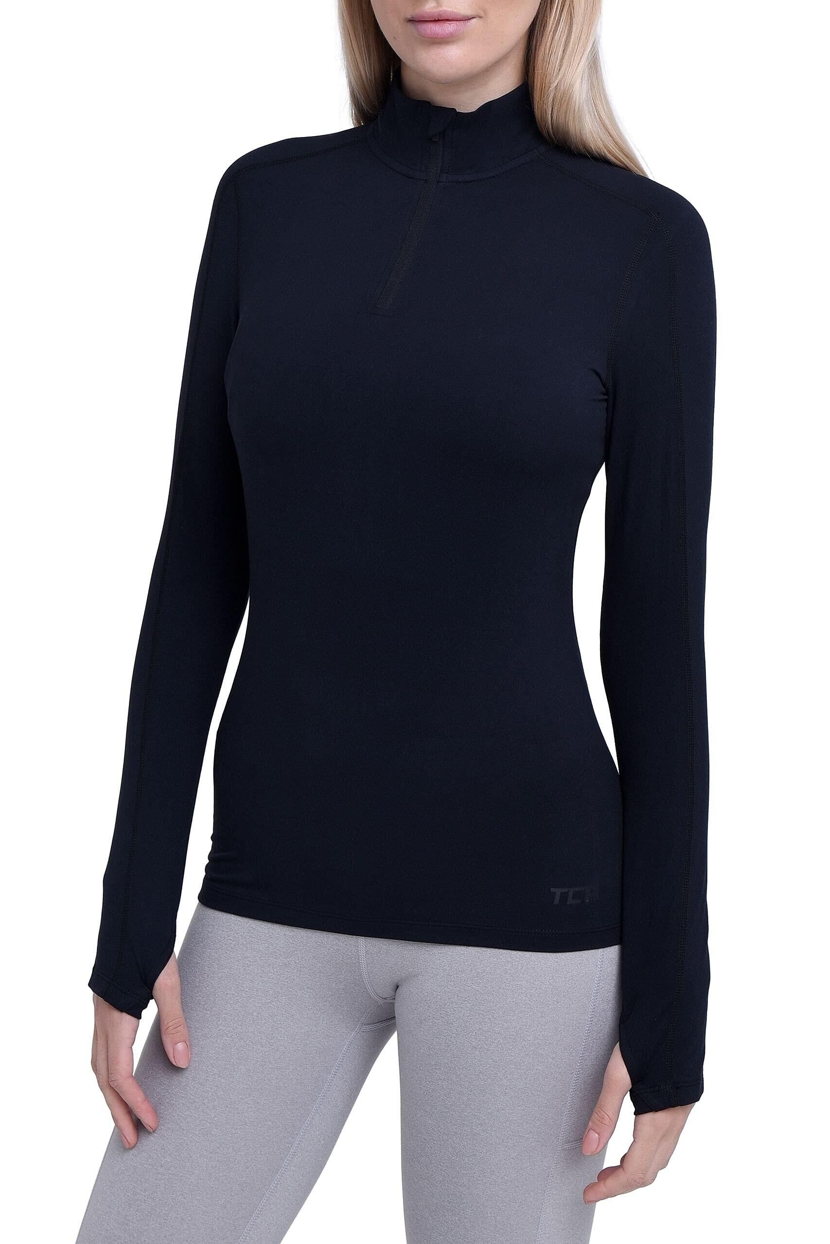 TCA Women's All Season Long Sleeve Running Top - Black Stealth