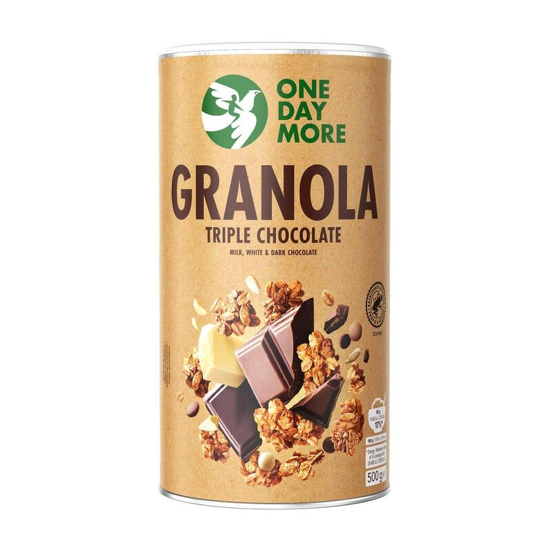 Granola z mleczną, białą i gorzką czekoladą