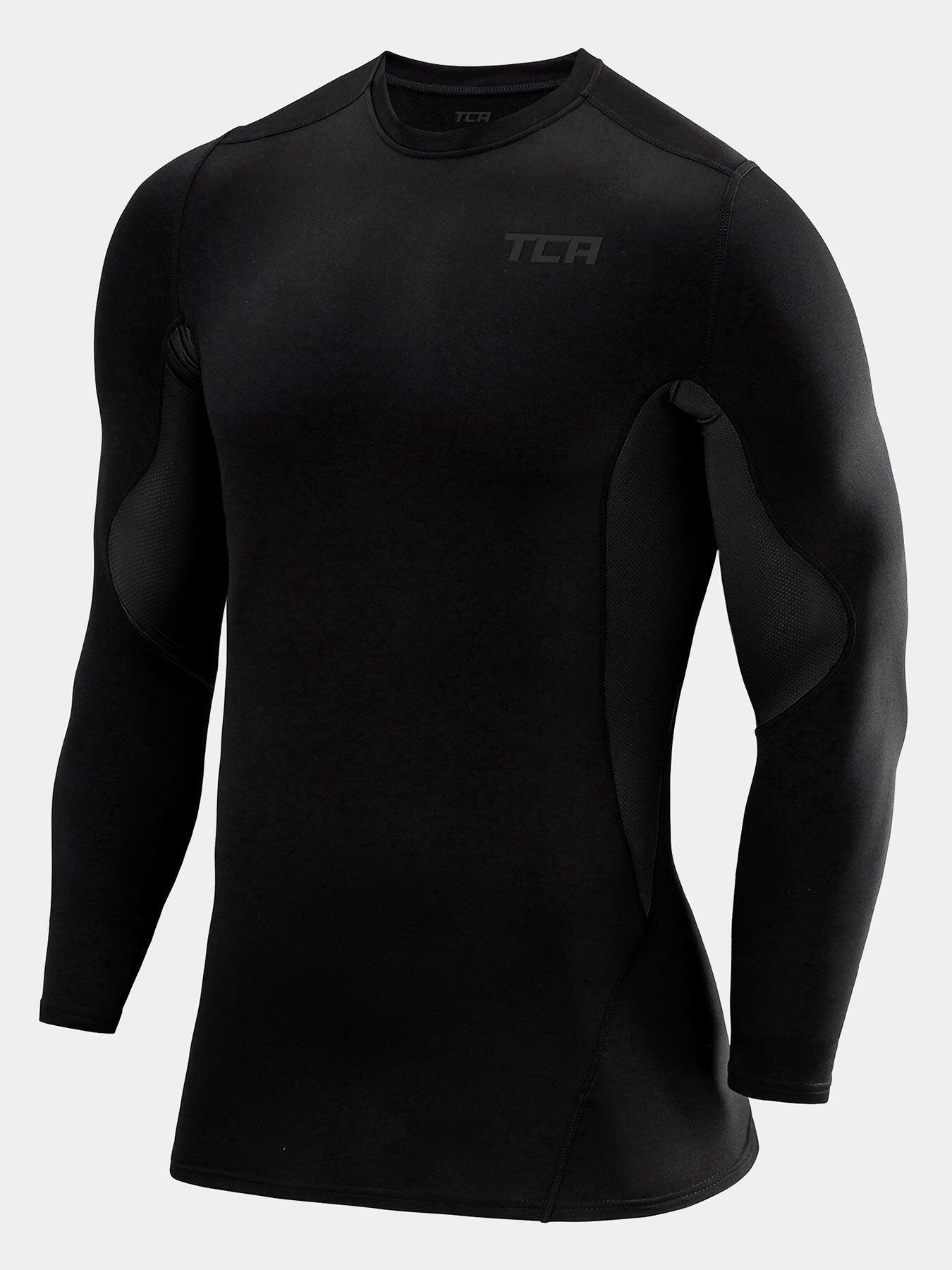 TCA Men's Super Thermal Compression Top - Black Stealth