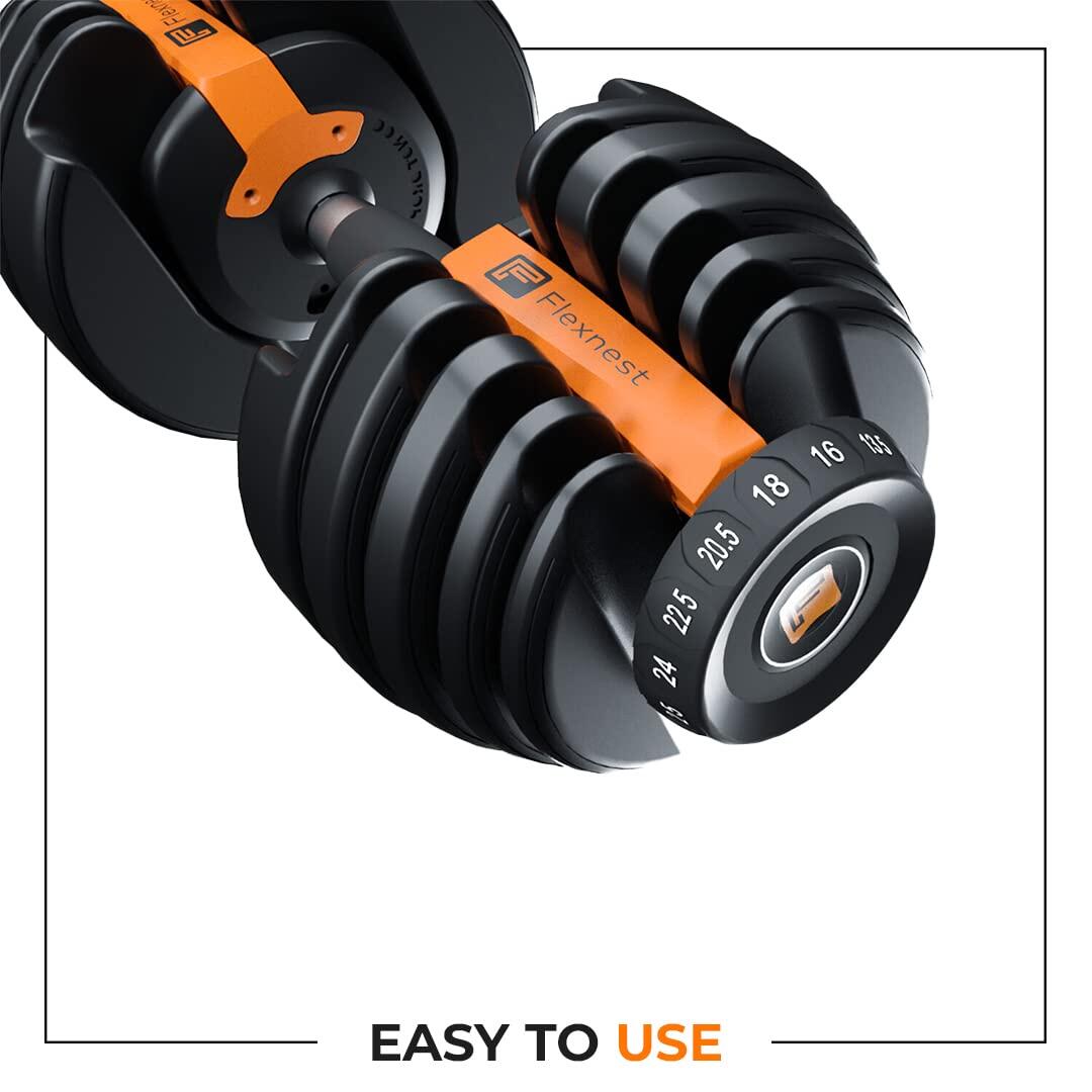 Flexnest Adjustable Iron Dumbbell for Home Gym Workout (2.5Kg-24Kg) Set of 2