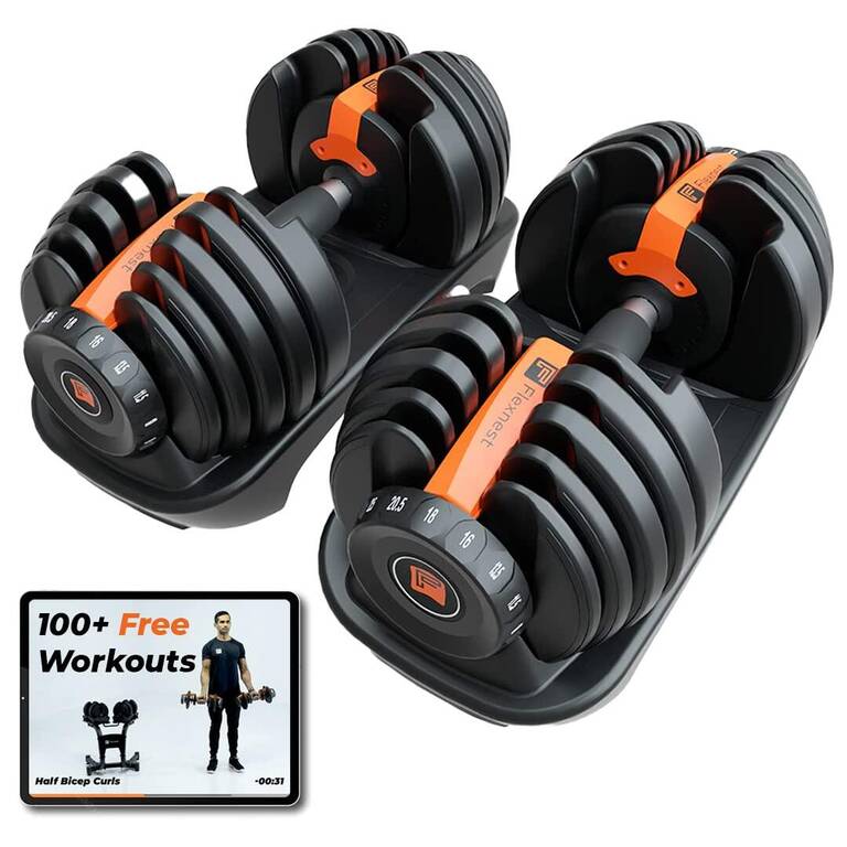 Flexnest Adjustable Iron Dumbbell for Home Gym Workout (2.5Kg-24Kg) Set of 2