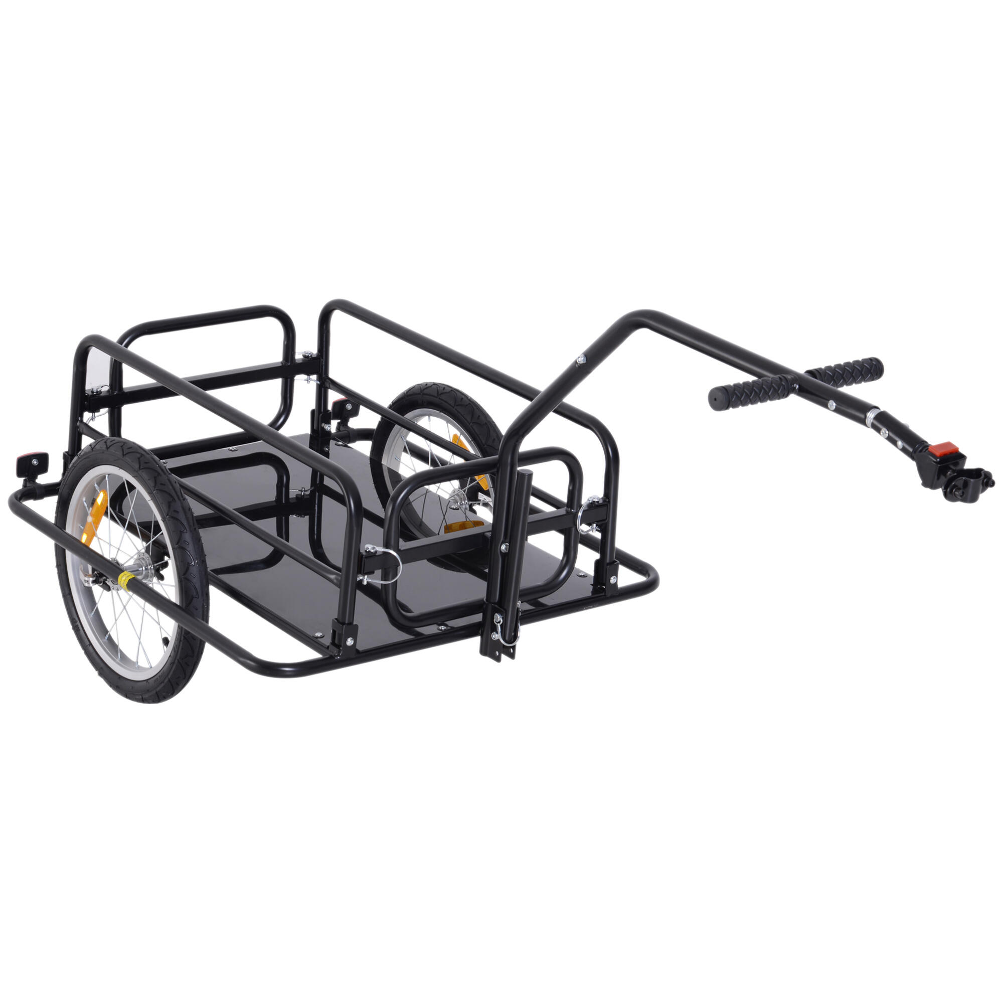 Reboque de carga para bicicleta preto homcom
