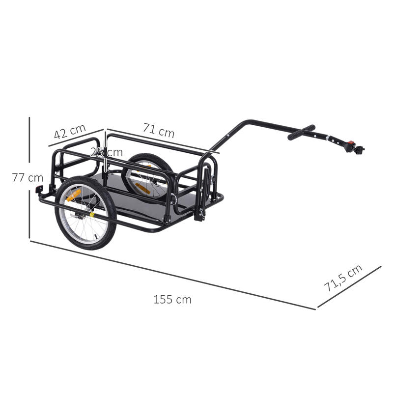 Remolque para Bicicleta HOMCOM 155x71.5x77 cm Negro