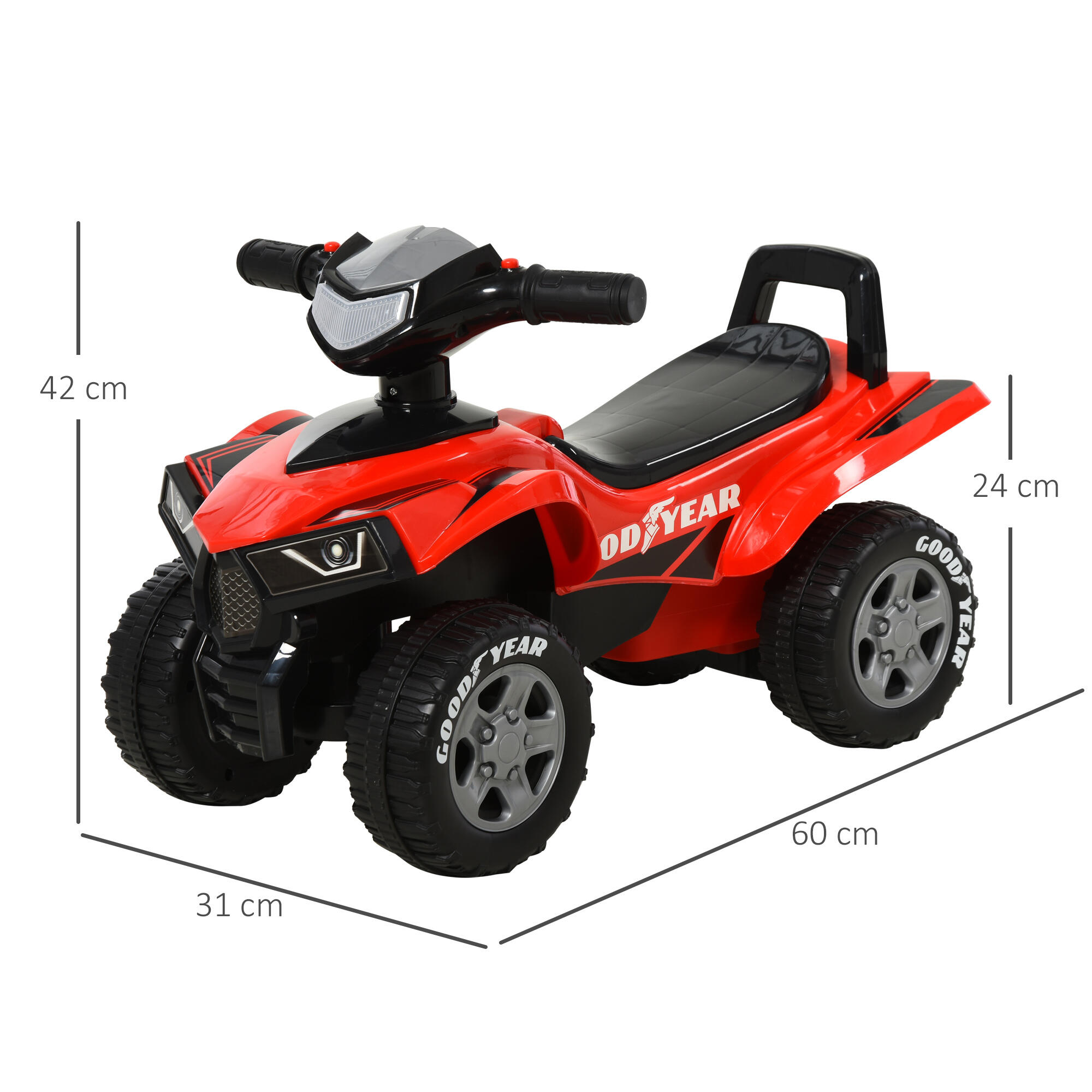 Quad Infantil HOMCOM 60x31x42cm Rojo 3/5