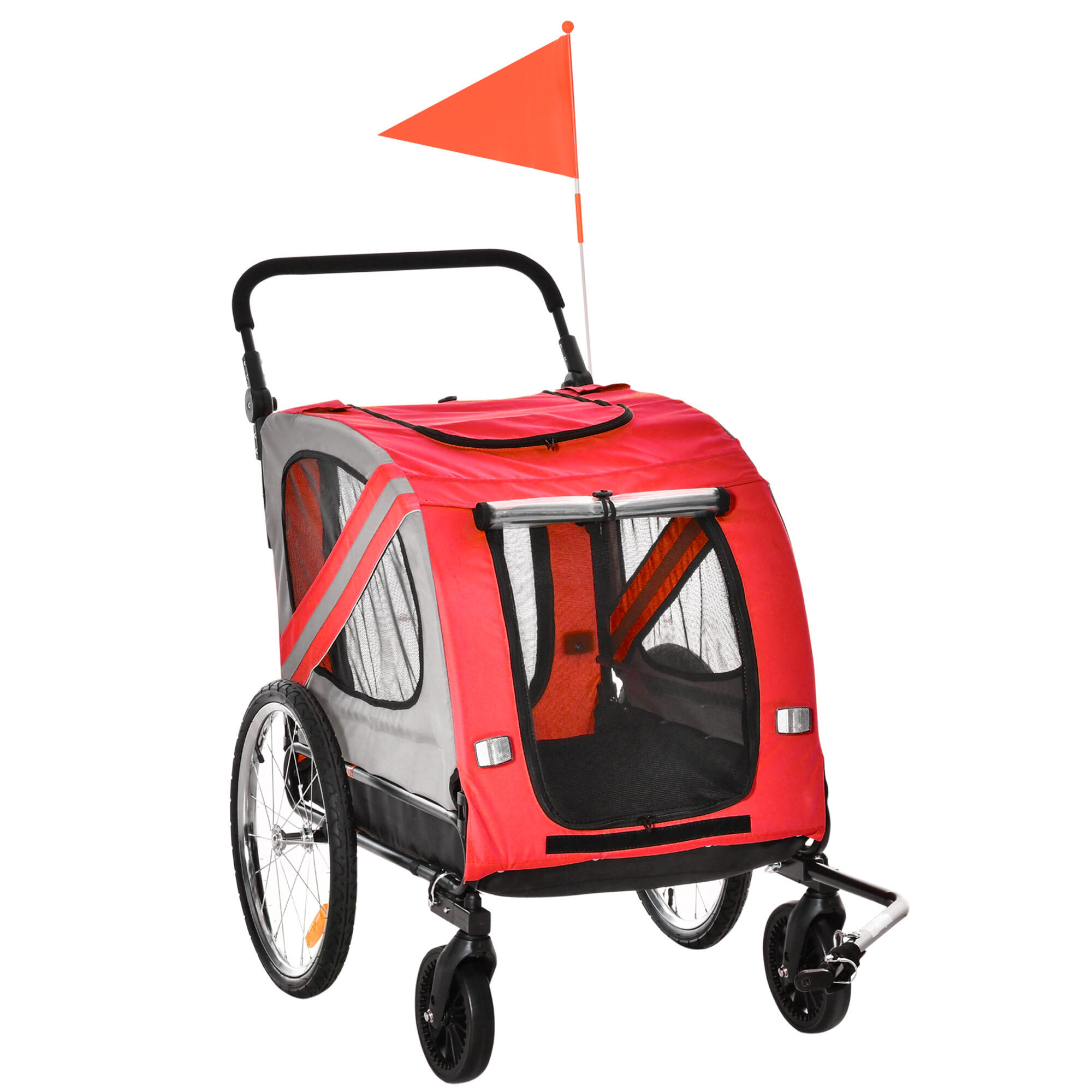Reboque de bicicleta para cães 140x72,5x108 cm vermelho PawHut