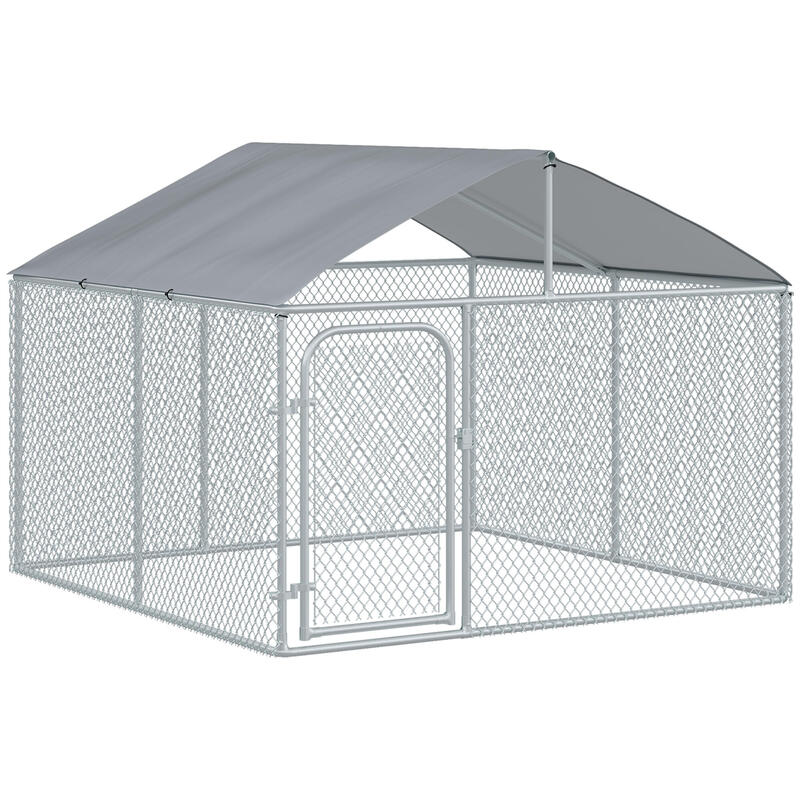 Perrera de Exterior PawHut 230x230x175 cm Plata