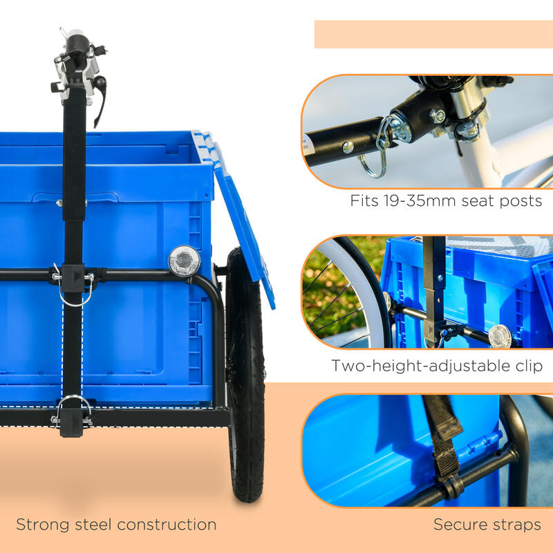 Reboque de carga para bicicleta azul HOMCOM