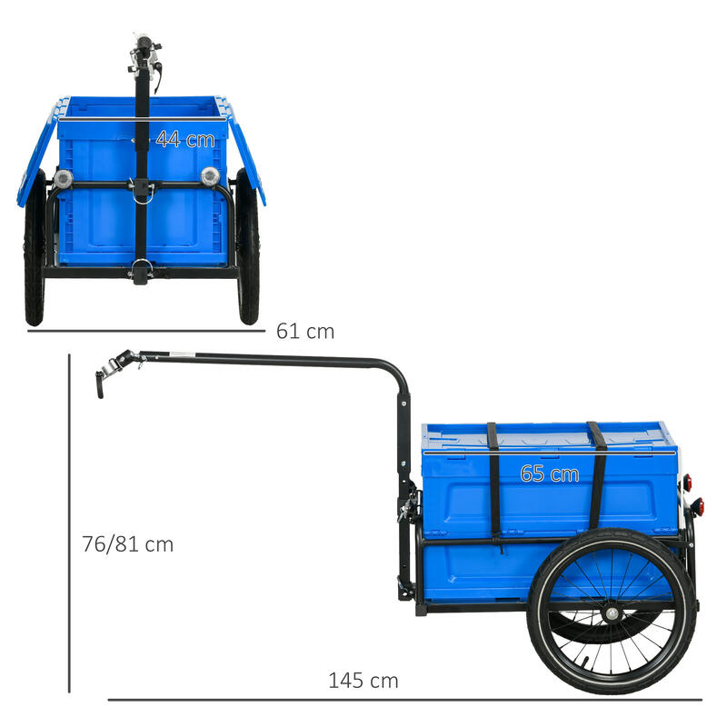Remolque para Bicicleta HOMCOM 145x61x81 cm Azul