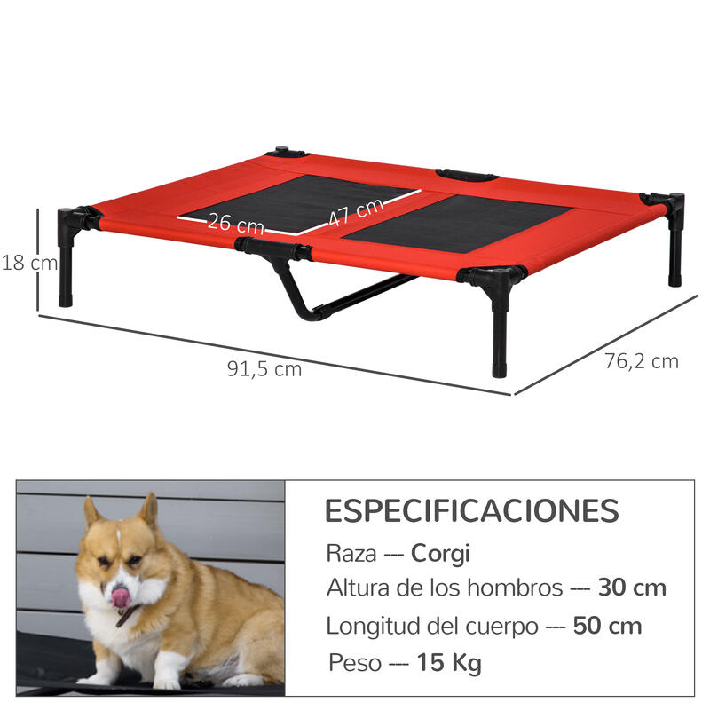 PawHut Cama Elevada para Perros  Tela Oxford para Interior Exterior