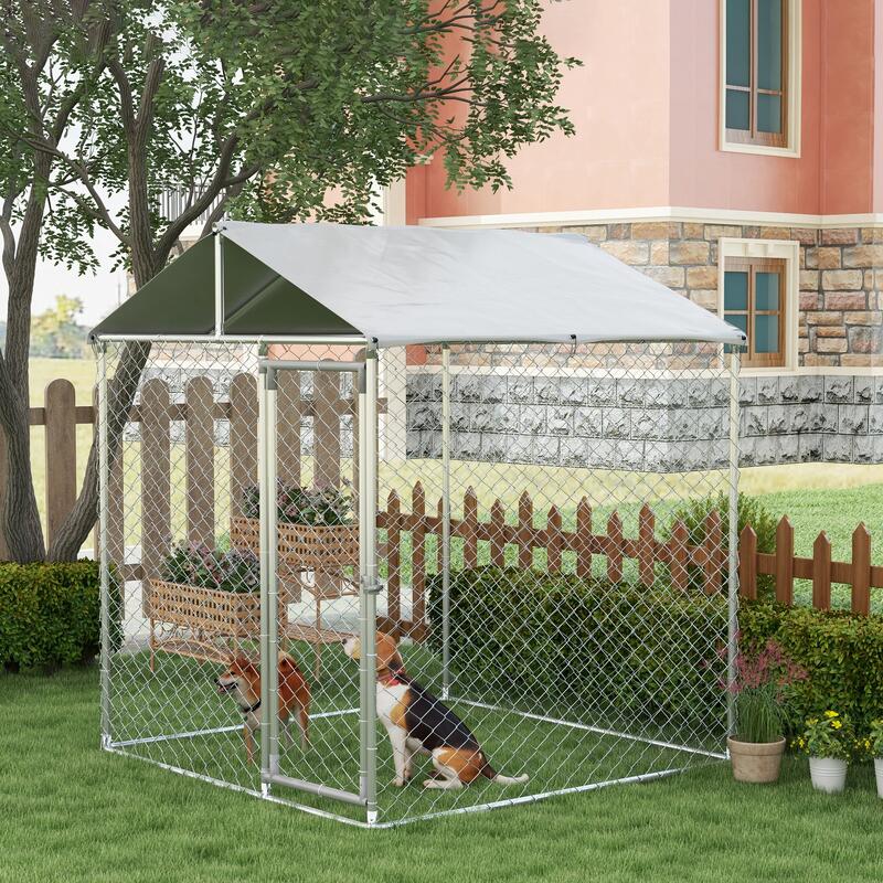 Parque para Perros PawHut 200x200x237 cm Plata