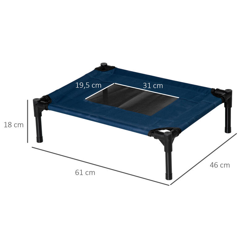 Cama Elevada para Mascotas PawHut 61x46x18 cm Azul