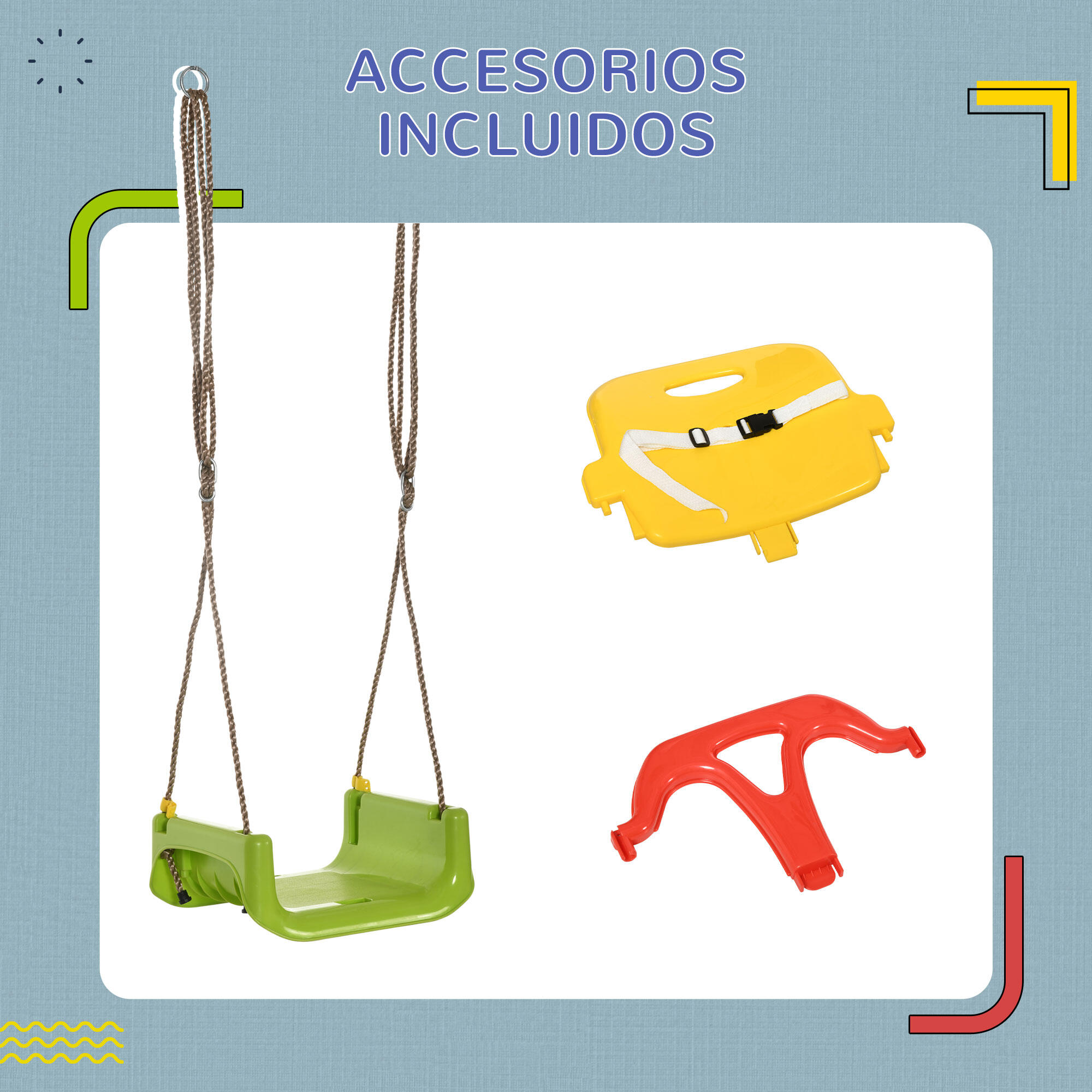 Baloiço para bebés 42x33x120-180 cm multicor Outsunny 7/7