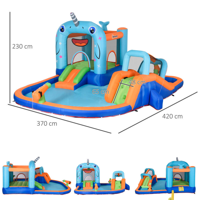 Castillo hinchable con tobogán Outsunny 420x370x230 cm multicolor