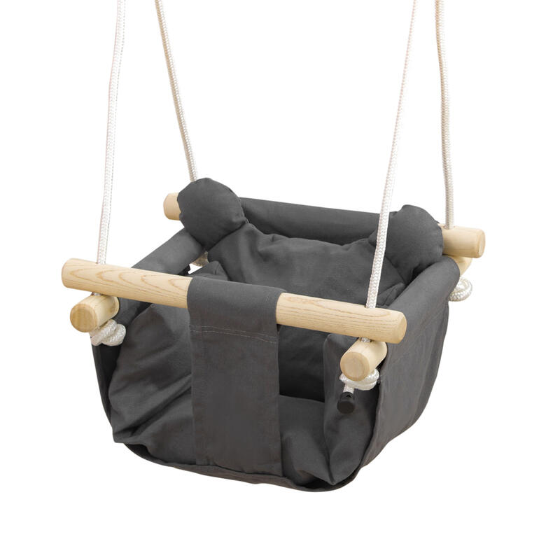 Baloiço para bebé 40x40x110-180 cm cinza escuro e madeira natural AIYAPLAY