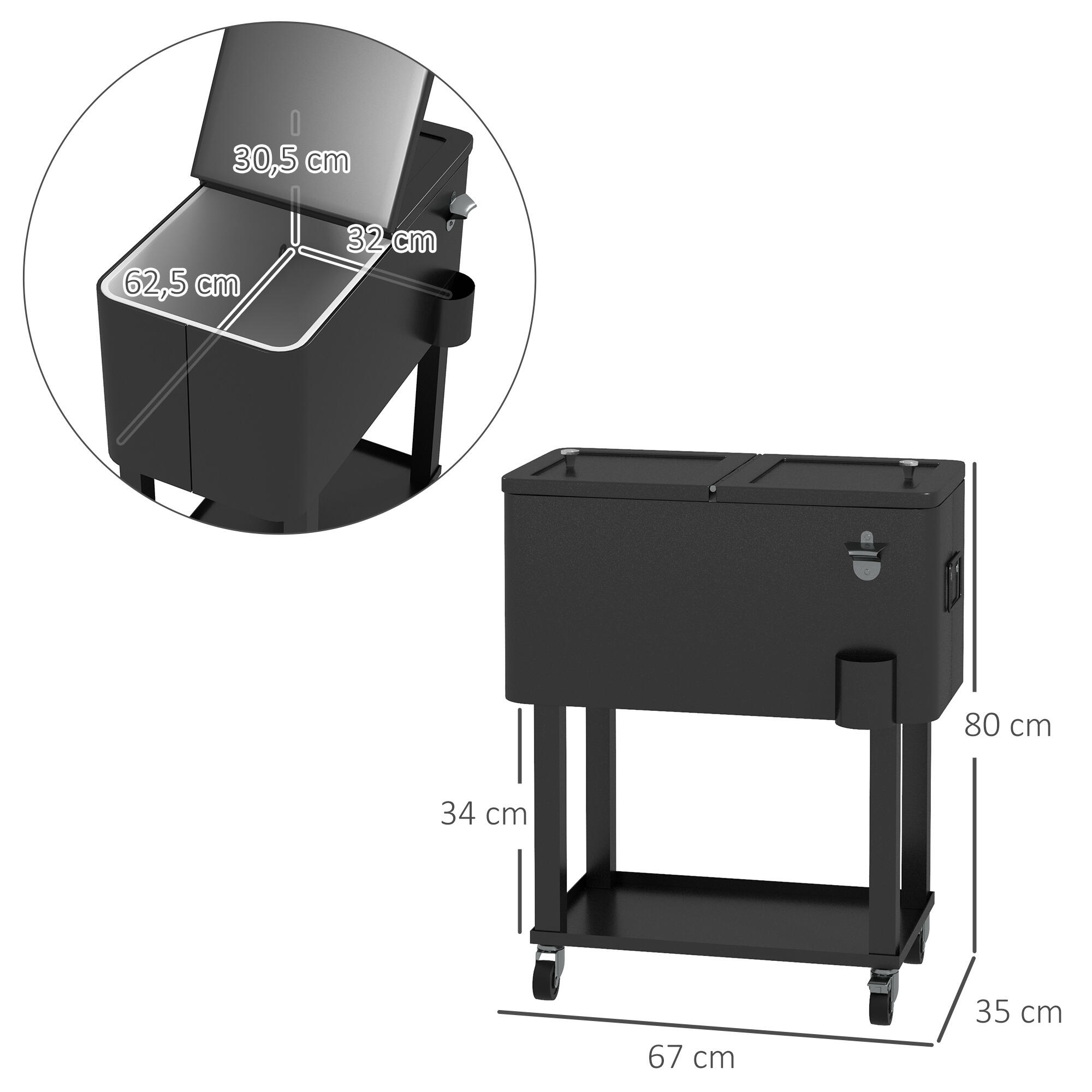 Carro Nevera Outsunny 67x35x80 cm Negro 3/7