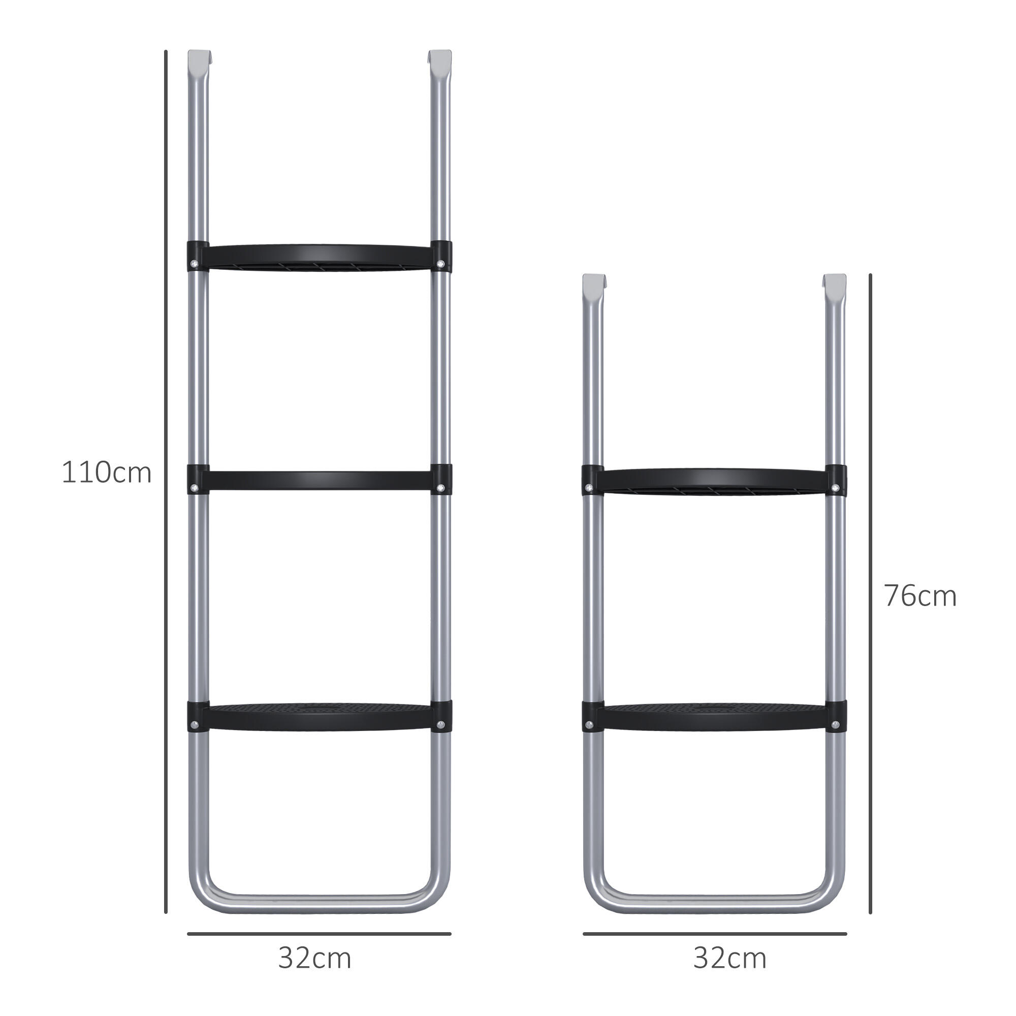 Escalera para Trampolín SPORTNOW 110x32 cm Plata 3/7