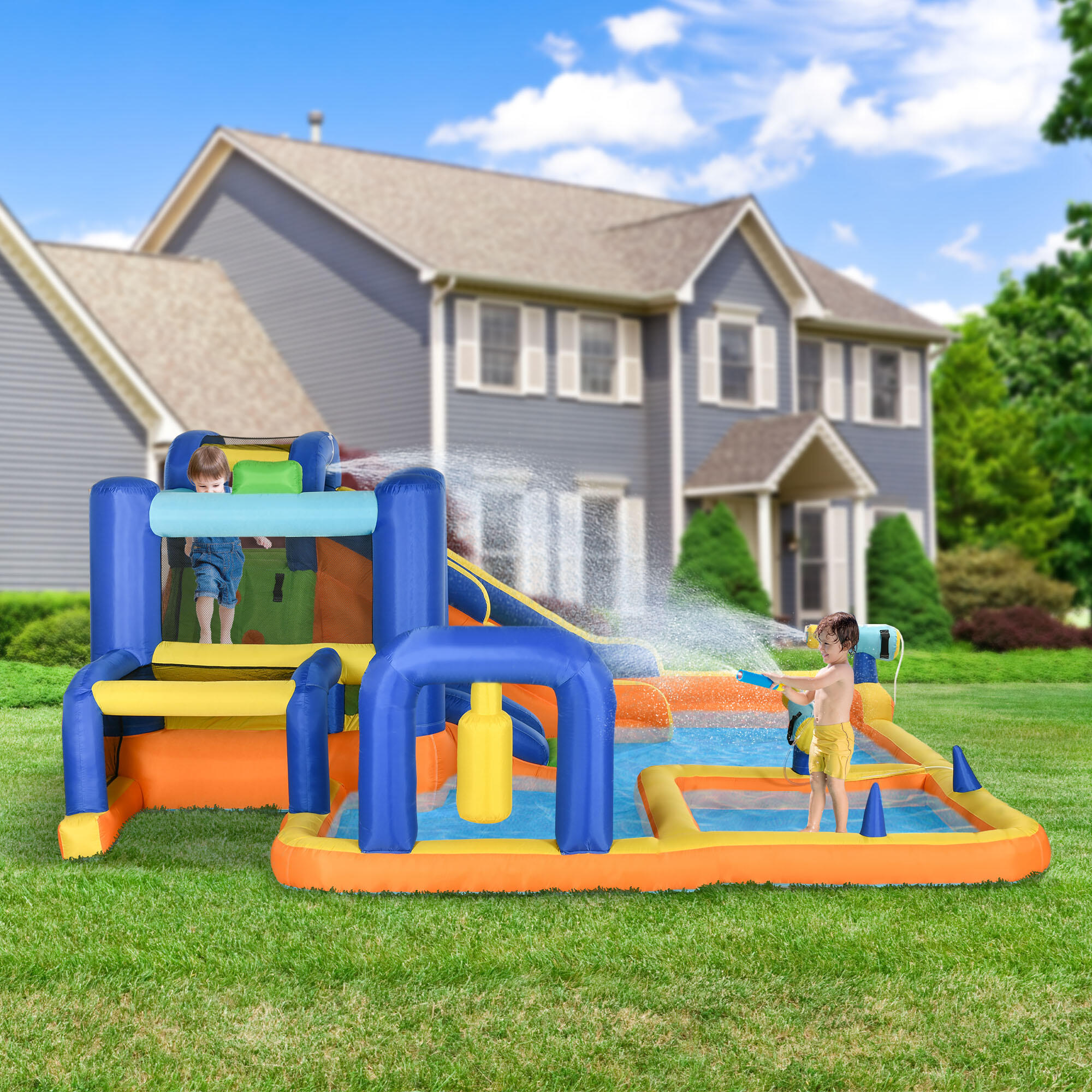 Castillo Hinchable Infantil Outsunny 430x420x200 cm Multicolor 2/7