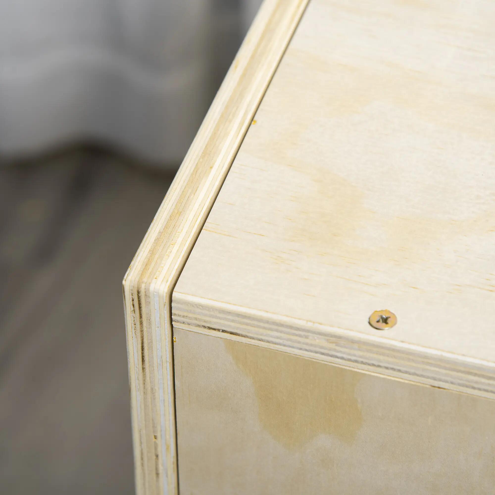 Cajón Pliométrico HOMCOM 40.5x35.5x30.5 cm Madera Natural 4/5