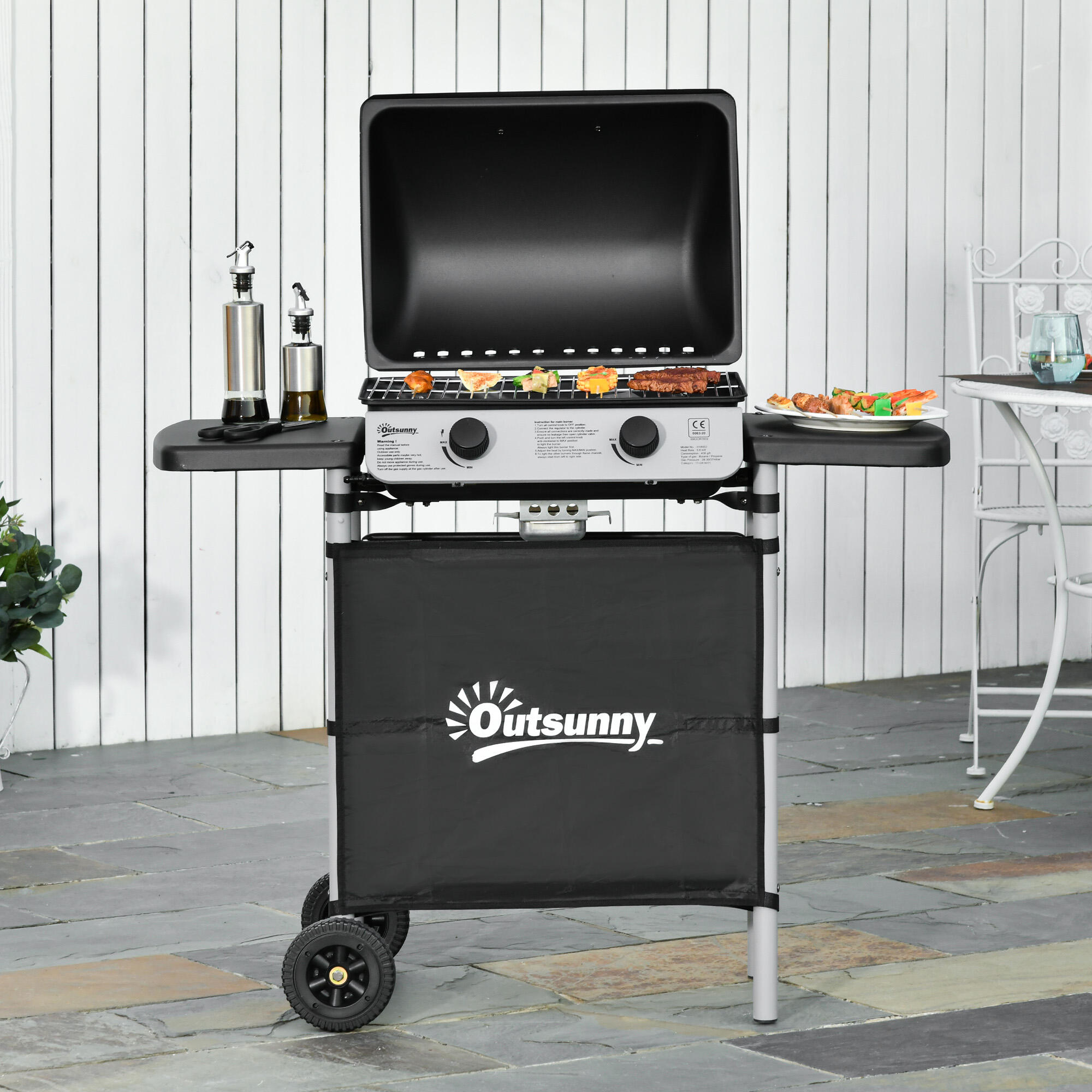 Barbecue a gás 104x49x99 cm preto Outsunny 2/7