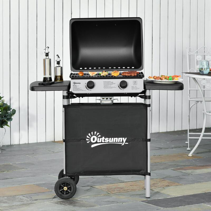 Barbacoa de Gas Outsunny 104x49x99 cm Negro