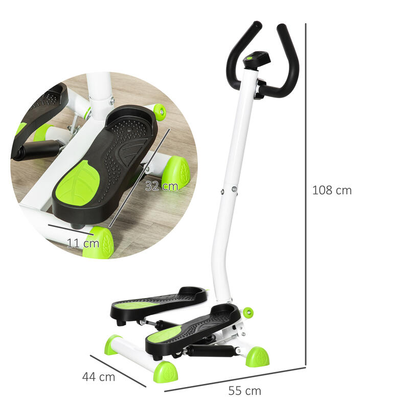 Stepper HOMCOM cu ghidon, ecran LCD plat, rezistență reglabilă