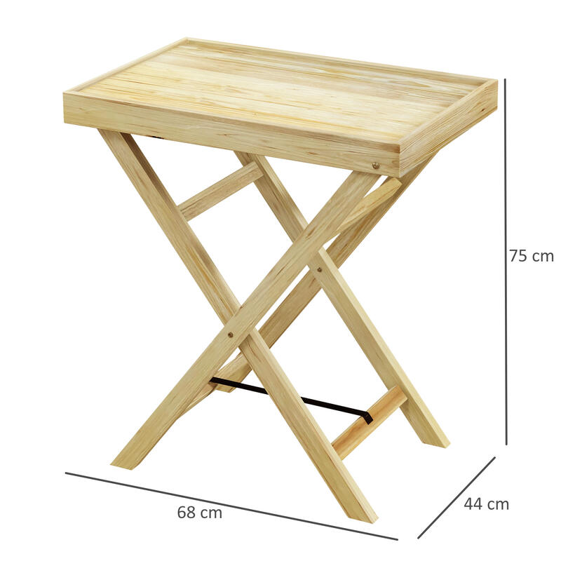 Mesa de camping Outsunny 68x44x75 cm Madera Natural