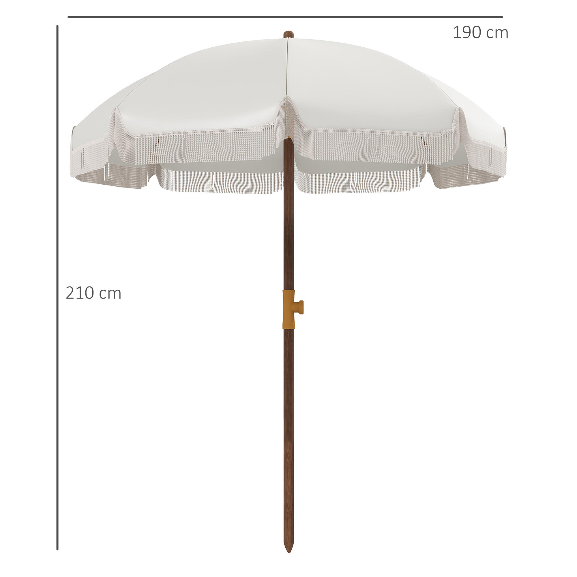Chapéu de sol de praia creme branco Outsunny 3/7