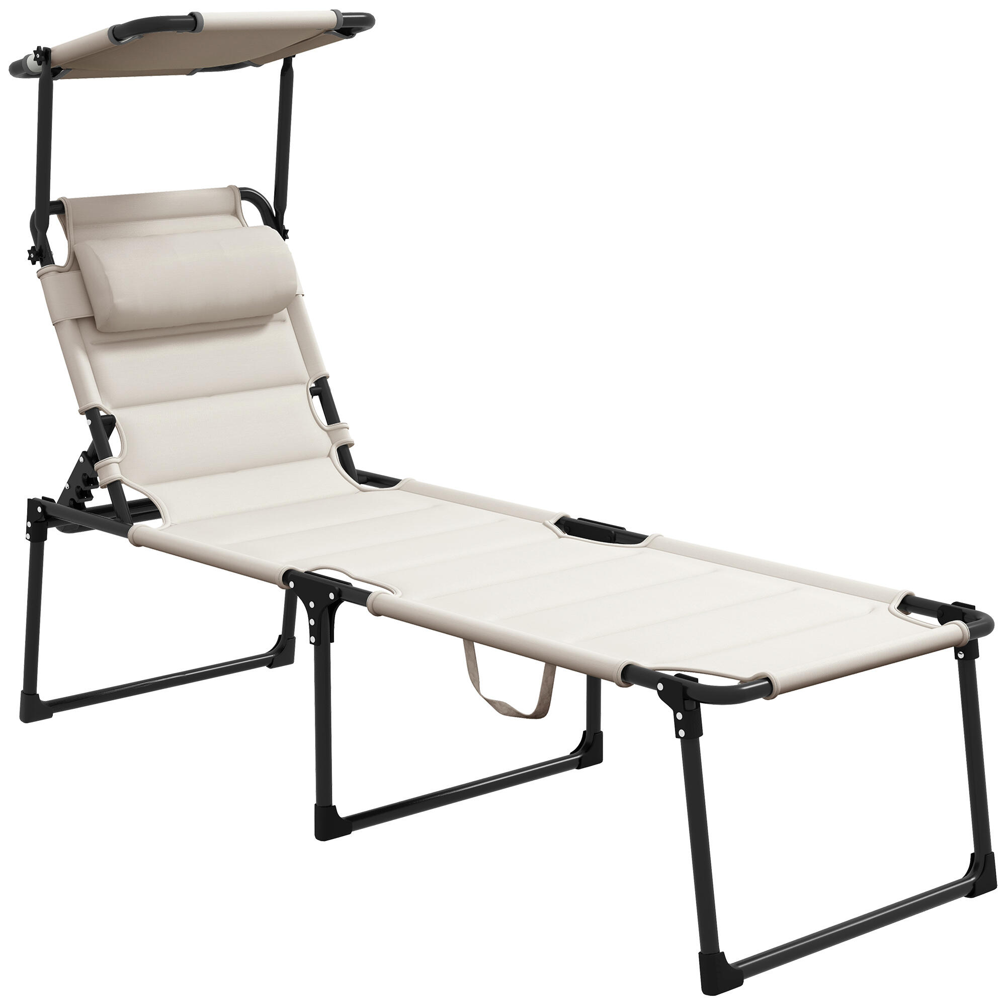 OUTSUNNY Tumbona Plegable Outsunny 70x200x45 cm Crema