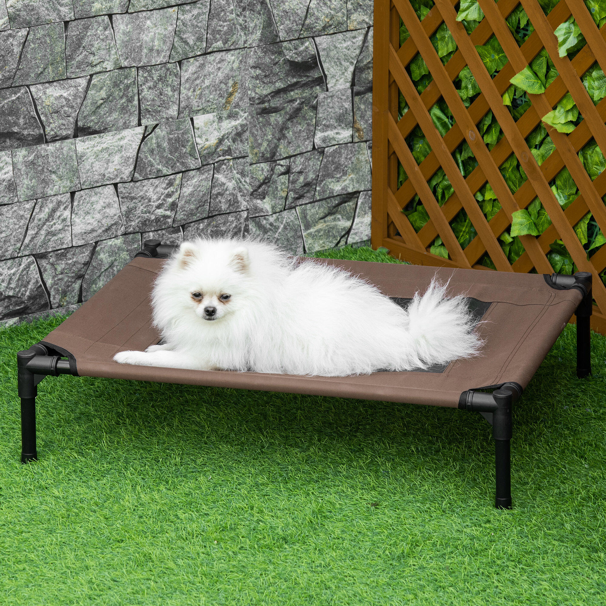 Cama Elevada para Perros PawHut 76x61x18 cm Marrón 2/6